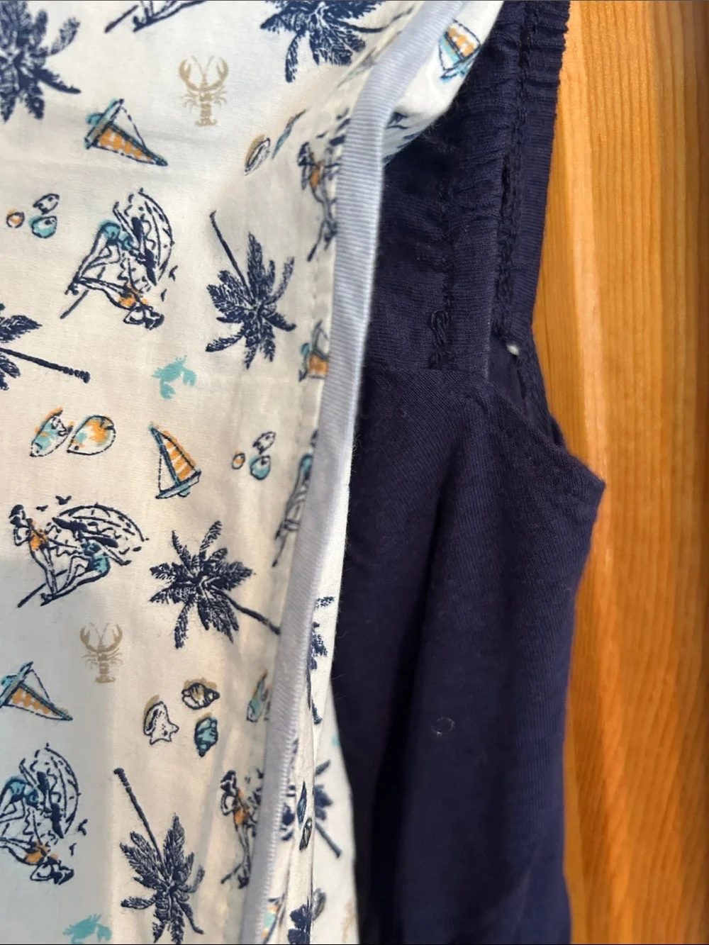 Tommy Hilfiger Navy Top and White Floral Pajama Pants Set